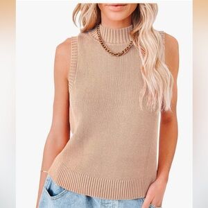 Sleeveless Tan Knit Top